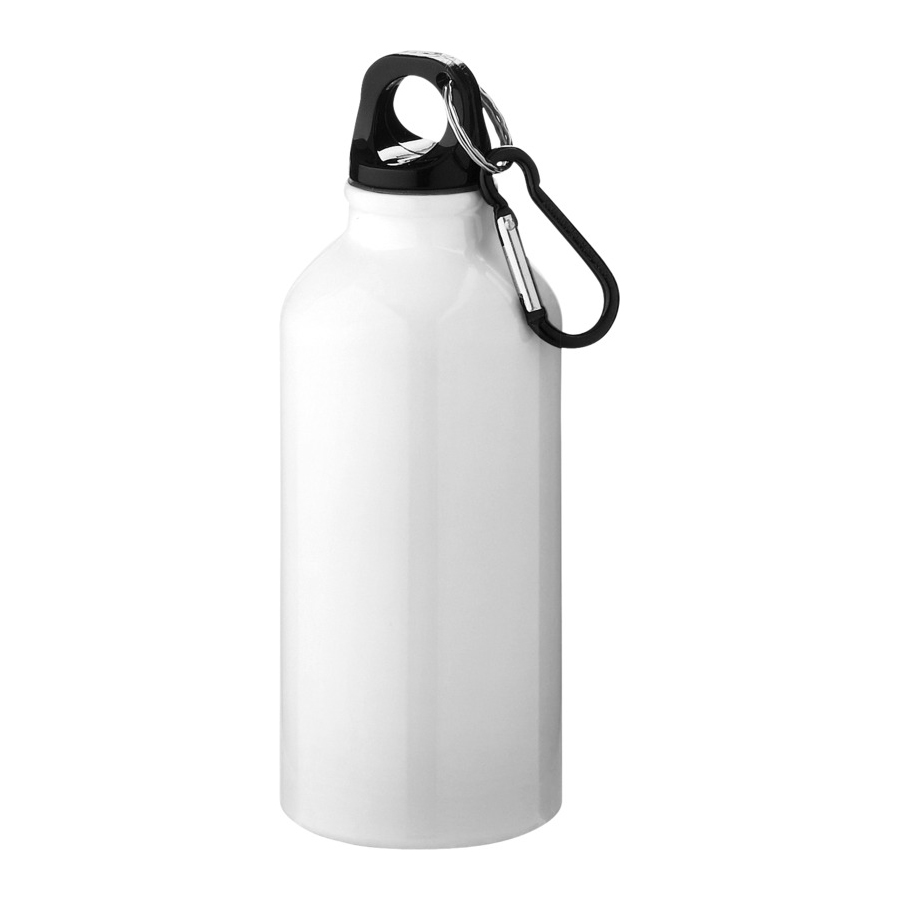 Borraccia Off-Road in Alu Riciclato e Moschettone 400ml Borraccia Off-Road in Alu Riciclato e Moschettone 400ml bianca