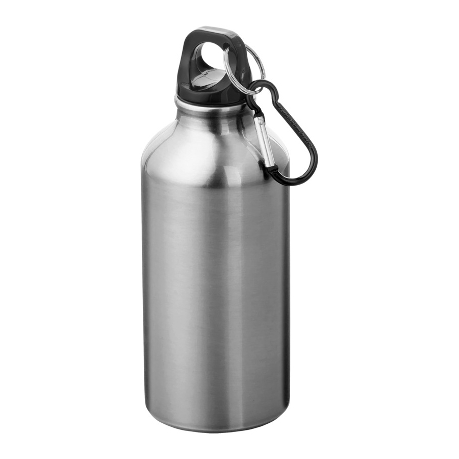 Borraccia Off-Road in Alu Riciclato e Moschettone 400ml Borraccia Off-Road in Alu Riciclato e Moschettone 400ml grigia