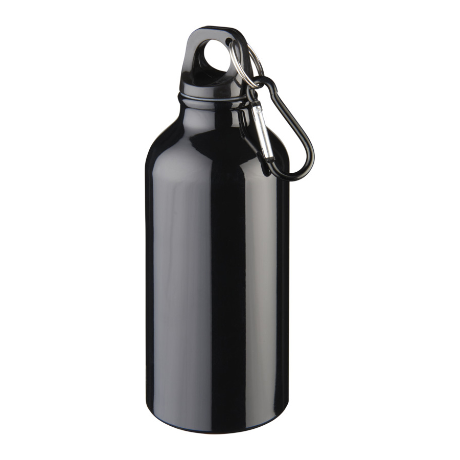 Borraccia Off-Road in Alu Riciclato e Moschettone 400ml Borraccia Off-Road in Alu Riciclato e Moschettone 400ml nera