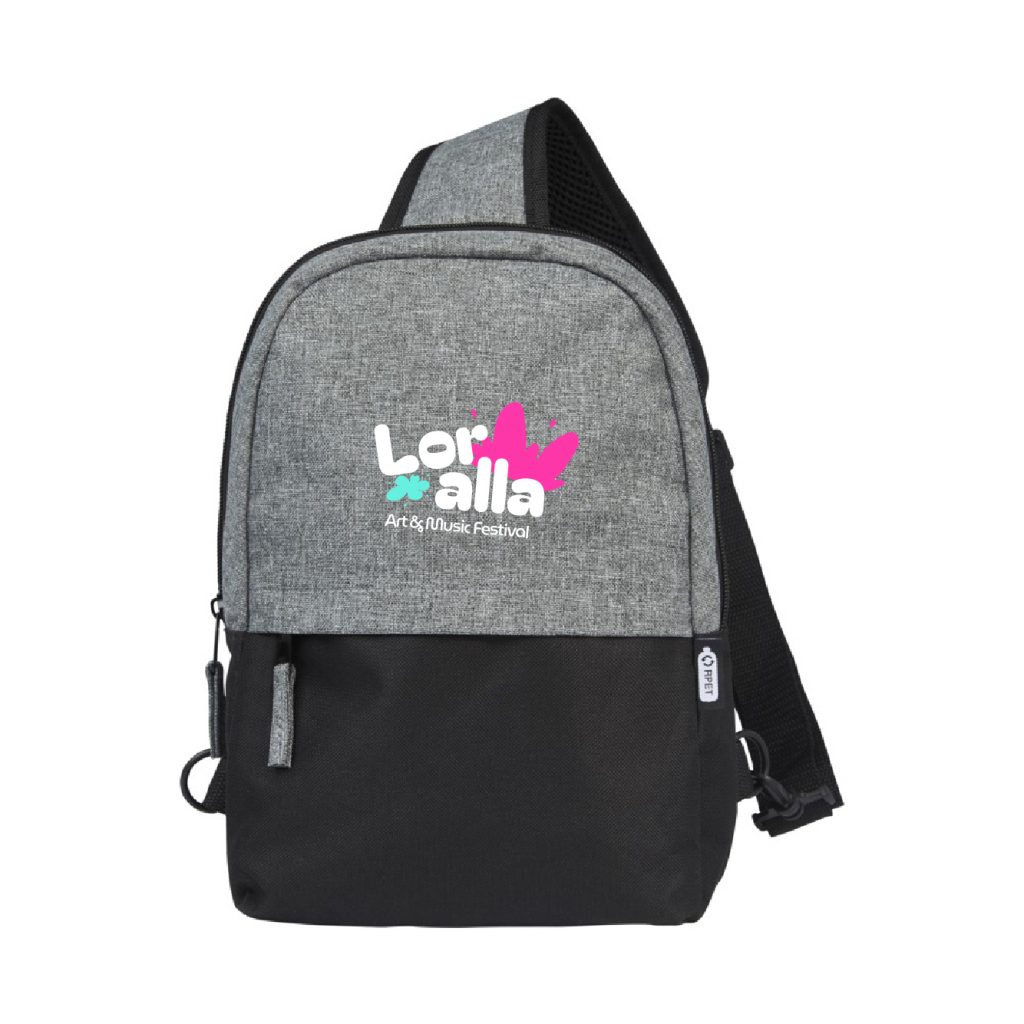 Zaini Monospalla RPET personalizzati con Logo front