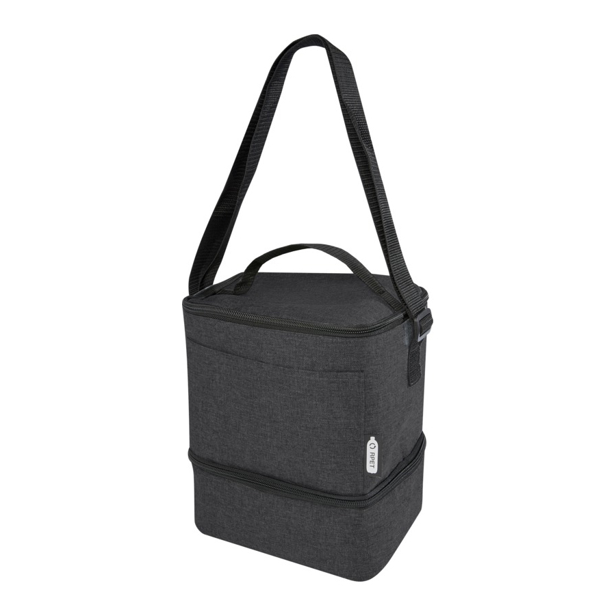 Borsa frigo in RPET personalizzata nera Borsa frigo in RPET con 2 comparti
