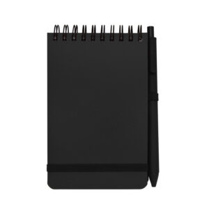 Blocco Note A6 e Penna in Plastica Destinata all'Oceano con Logo nero Blocco Note A6 e Penna in Plastica Destinata all'Oceano con Logo nero