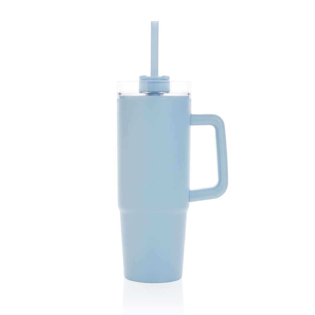 Tazza Termica con Cannuccia 750 ml Plastica Riciclata azzurra Tazza Termica con Cannuccia 750 ml Plastica Riciclata azzurra