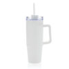 Tazza Termica con Cannuccia 750 ml Plastica Riciclata bianca