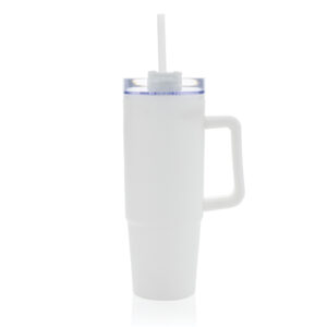 Tazza Termica con Cannuccia 750 ml Plastica Riciclata bianca Tazza Termica con Cannuccia 750 ml Plastica Riciclata bianca