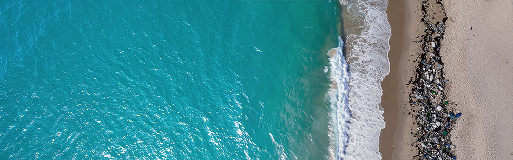 banner gadget con plastica riciclata dall'oceano