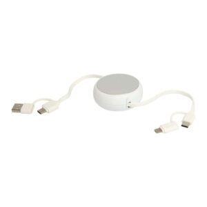 Multicavo di Ricarica Retrattile da 100 cm in Plastica Riciclata bianco Multicavo di Ricarica Retrattile da 100 cm in Plastica Riciclata bianco