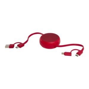 Multicavo di Ricarica Retrattile da 100 cm in Plastica Riciclata rosso Multicavo di Ricarica Retrattile da 100 cm in Plastica Riciclata rosso