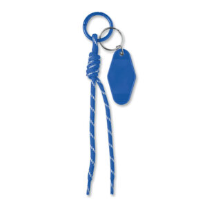 CO0430 Royal Portachiavi in corda con targhetta personalizzabile e anello in Blu Royal